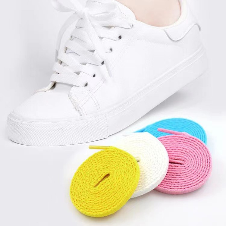 Open white black flat shoelaces sports casual canvas white polyester shoelaces factory direct wholesale shoe rope
