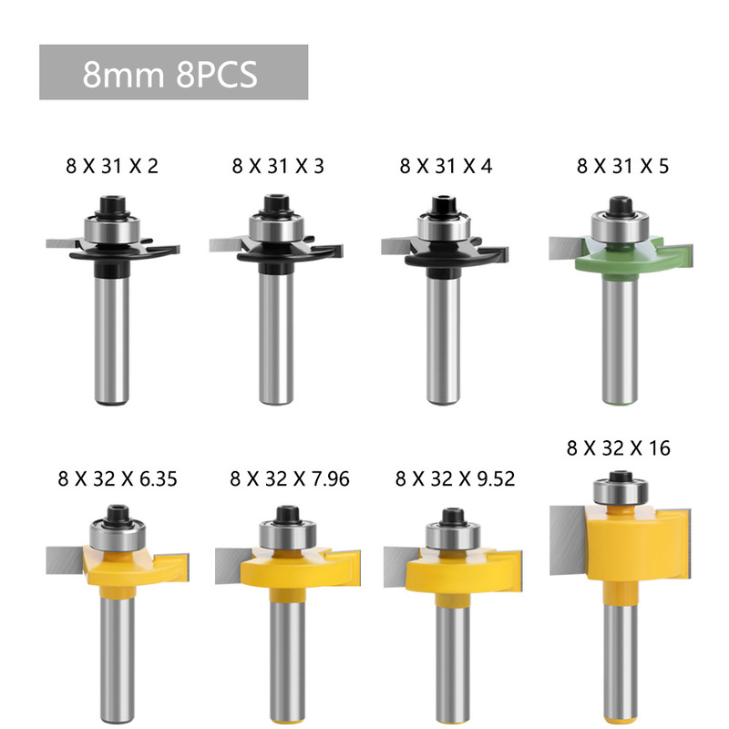 8 ハンドル黒緑黄ローラーボール T 字型木工フライスカッター溝切りカッター合金刃新製品|undefined