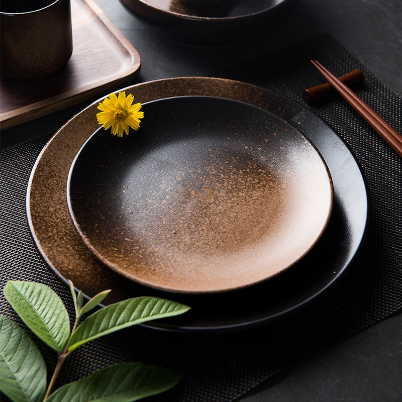 Steak plate, Western plate, tableware, hotel home plate, ceramic salad plate, Japanese style high-end export cross-border gift