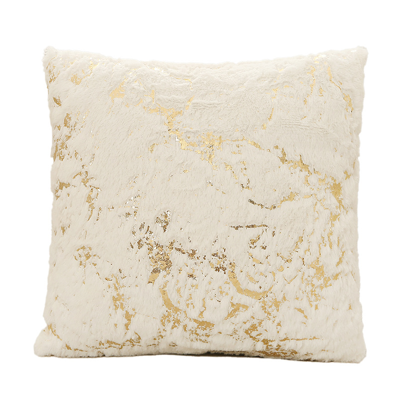 Pillow cross-border ins hot sale plush bronzing pillowcase home supplies sofa living room bedside cushion waist pillow