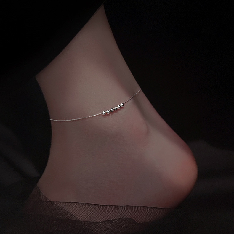 925 silver-plated transfer beads anklet female niche design anklet high-grade sexy ankle chain 2023 new fashion