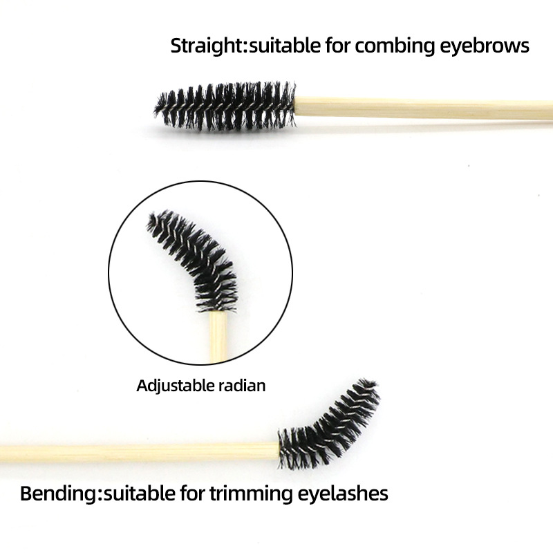 Factory wholesale disposable bamboo rod eyelash brush nylon eyelash brush eyebrow brush mini makeup brush wooden rod eyelash brush