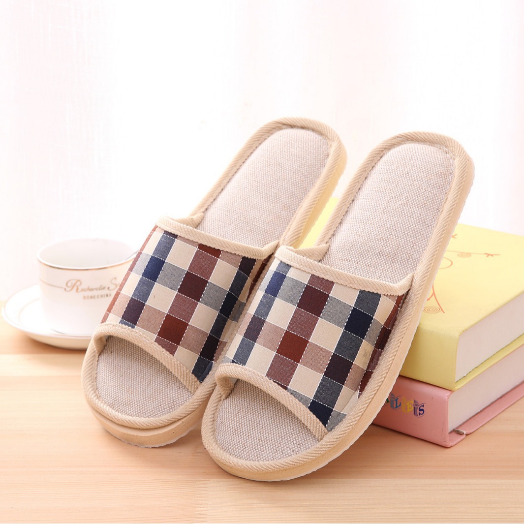 Home Lovers Linen Slippers Women's Indoor Cotton and Linen Slippers Men's Wooden Floor Household Soft Bottom Linen Slippers