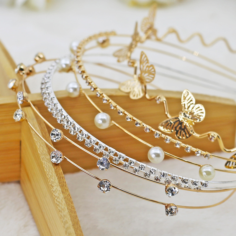Pearl headband female bride hair accessories hand-woven French hairpin stall Korean bow crown headband wholesale