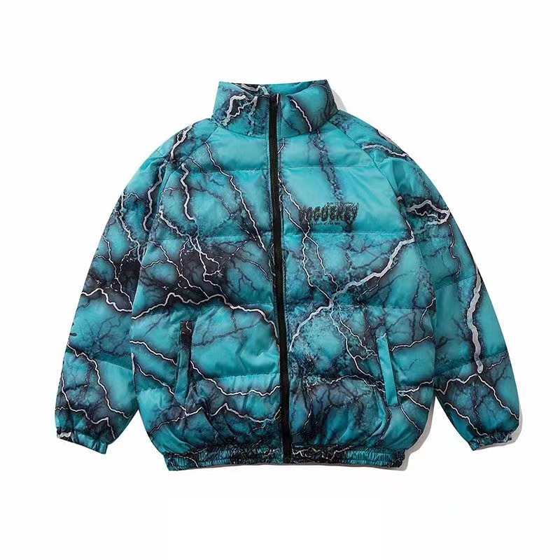 Zichi clothing club American dark graffiti printed loose cotton-padded coat High Street Hip Hop couple bread coat cotton-padded coat fashion