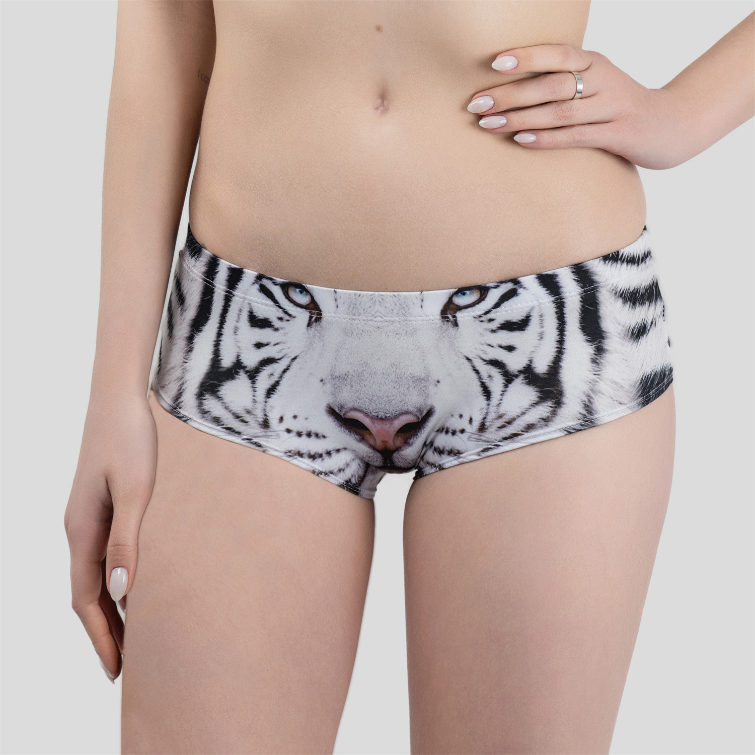 White tiger cartoon animal ears printing seamless breathable women's underwear low waist European and American sexy briefs foreign trade