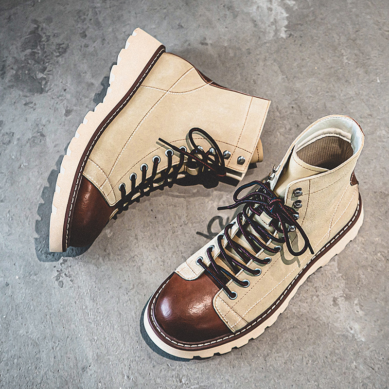 Genuine Leather Martin Boots Men's Tooling Style Autumn and Winter New Arrival Men's British Boots High-Top Retro All-Match Casual Men's Boots