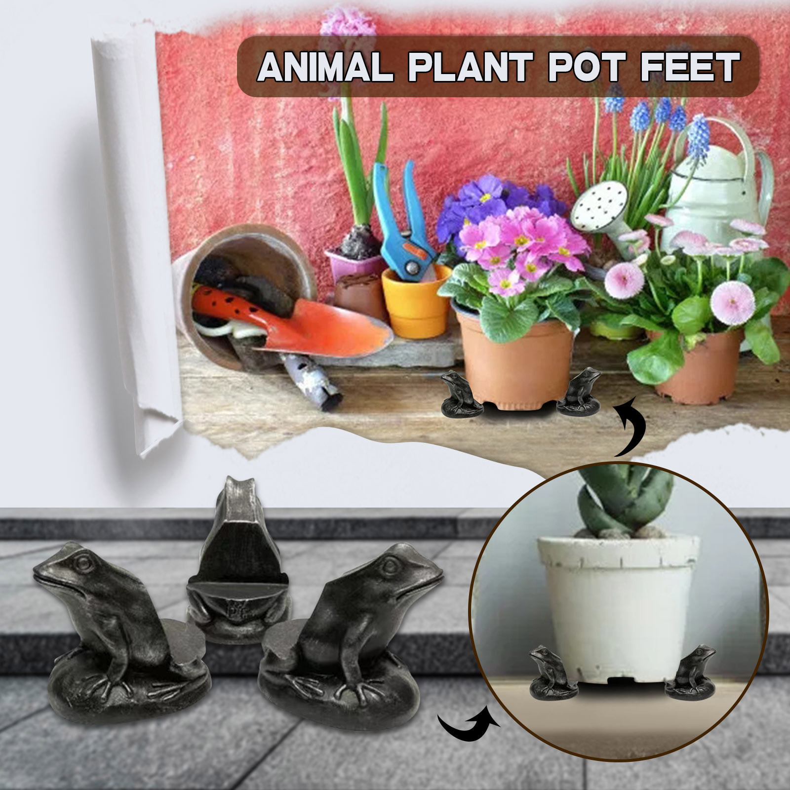 Cross-border Flower Pot Foot Mat Animal Rabbit Turtle Dog Plant Pot Foot Flower Pot Support Resin Crafts Ornaments