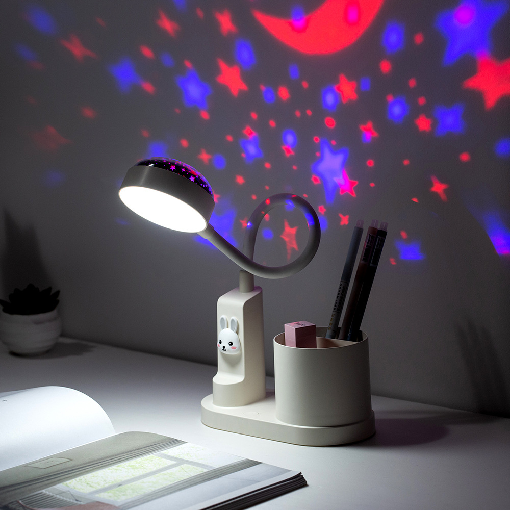 Bedroom dormitory students children learning usb charging multifunctional projection atmosphere lamp pen holder reading led desk lamp