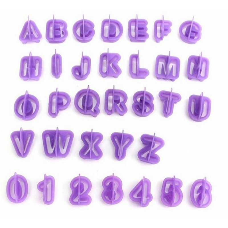40PCs alphanumeric plastic biscuit mold symbol flip sugar cake decoration printing mold OPP simple