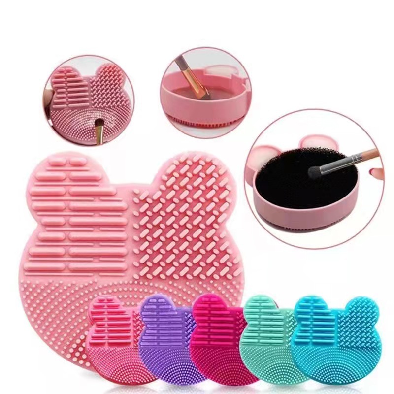Silicone Wash Pad Makeup Brush Cleaning Box Creative Mickey Dry and Wet Dual Detachable Makeup Brush Cleaning Tool