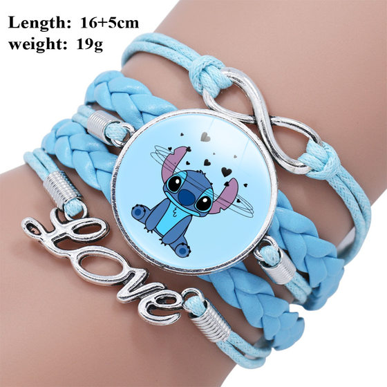 Star Baby Stitch logo Blue Multi-Layer Bracelet Stitch Cartoon Time Gem Bracelet