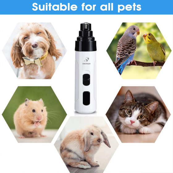 2-gear 3-port pet nail grinder USB charging and inserting dual-purpose low-noise cat and dog electric trimming nail clippers cross-border manufacturers