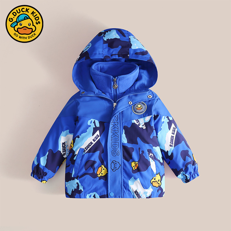Yellow Duck Three-in-One Genuine Spring and Autumn Coat Boys and Girls Spring Clothing Children's Clothing Two-Piece Windbreaker Outdoor