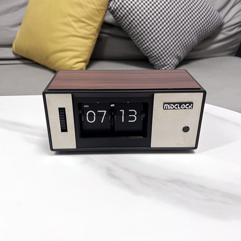 Simple Retro Japanese Style Page Flip Clock with Light led Pendulum Clock Desktop Minimalist Creative Japanese Small Box Mechanical Clock