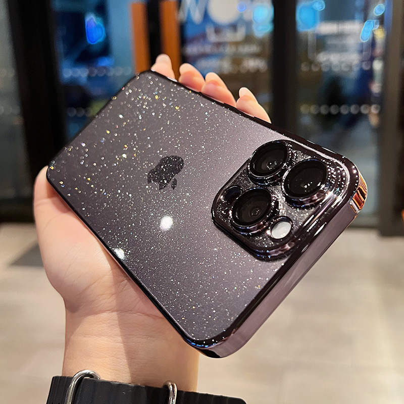 メッキ星空グリッター iPhone 15pro ケースカメラフィルム PC 落下防止ハードケース互換性 iPhone 13|undefined