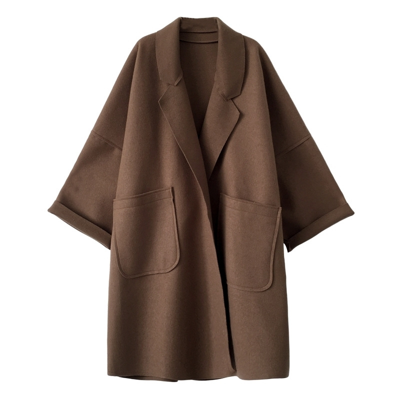 Women's Autumn and Winter New Woolen Coat Korean Style Elegant Western Style Mid-length Cloak Woolen Coat Trendy_voghion.com
