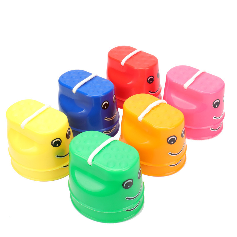 Children's Stilts Kindergarten Sympathetic Balance Exercise Equipment Stilts Smiling Face Thickened Stilts Plastic Stilts