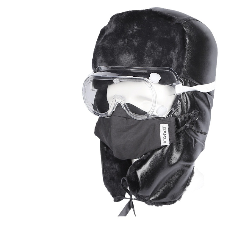 Winter thickened plush cold-proof cotton helmet outdoor warm ABS construction site power anti-smashing ear protection Lei Feng hat