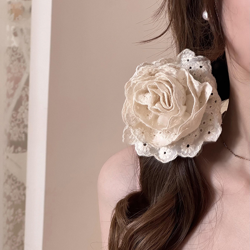 Korean style online celebrity caro rose clip female 2024 new flower shark clip high-grade headdress Flower hairpin headdress_voghion.com