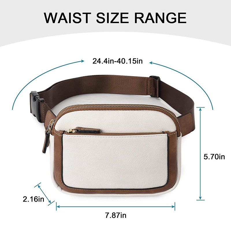 Cross-border Hot Sale Faux Leather Women's Waist Bag Shoulder Strap Adjustable Crossbody Waist Bag Puleather Men's Chest Bag