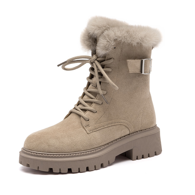 Augushiden Snow Boots Women's 2023 New Winter Velvet Short Boots Thick Cotton Shoes Machine Car Style Short Barrel Martin Boots