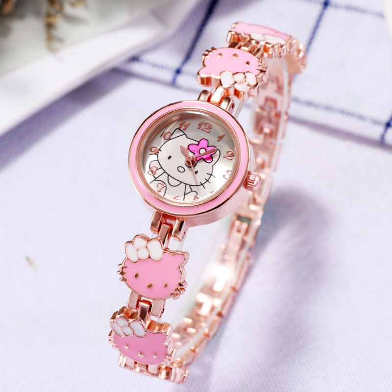 New KT cat watch women's fashion cute children's bracelet steel belt watch women's student electronic quartz watch