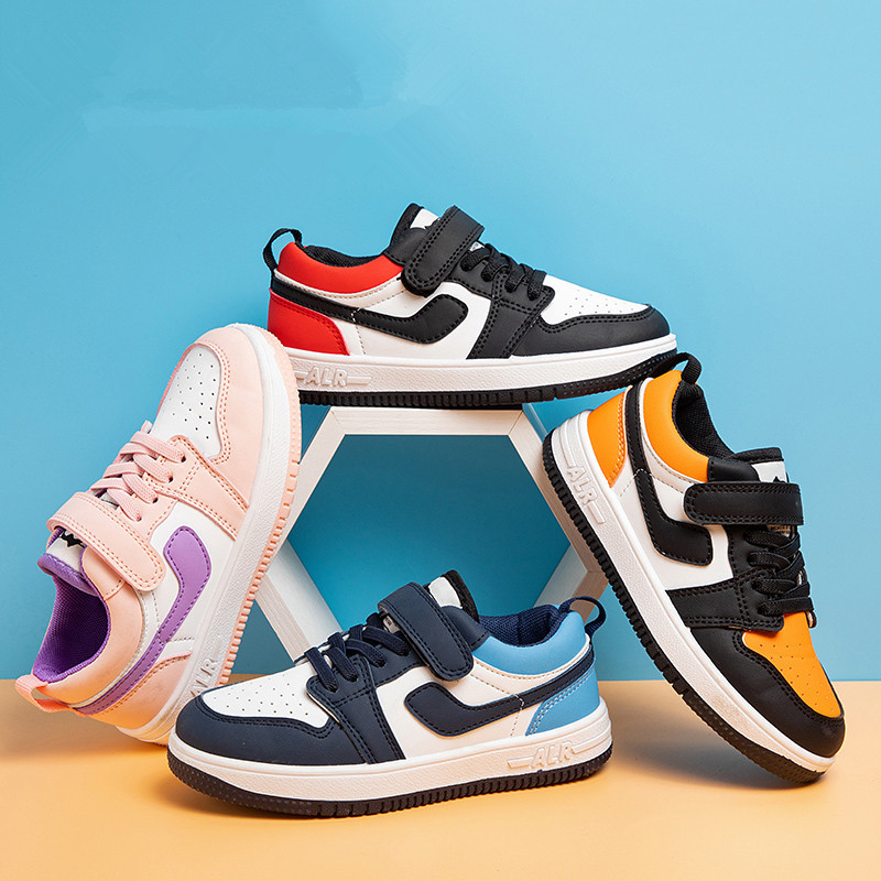 Children's Low-Top Leather Casual Platform Shoes, New Polychrome Korean Style, Unisex Sports Sneakers for Students, Stylish and Versatile