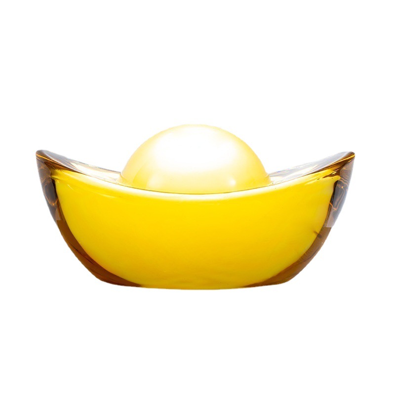 Wholesale yellow crystal size ingot glass jewelry company holiday event gifts home decoration ornaments
