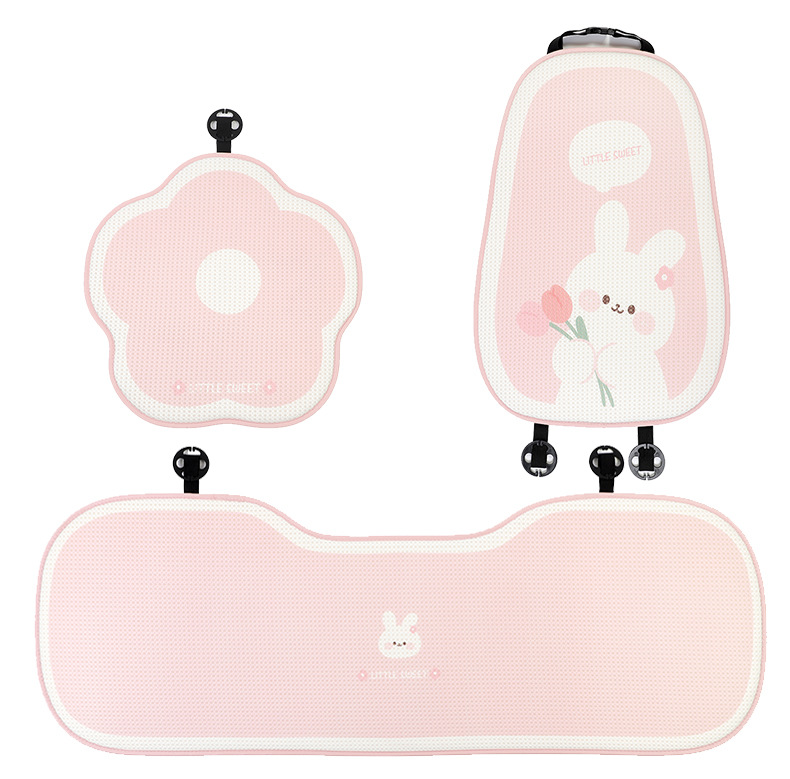 Cuscino per seggiolino auto Tulip Bunny quattro stagioni universale estivo fresco cuscino per seggiolino auto traspirante cuscino per seggiolino auto in seta di ghiaccio cartone animato_voghion.com
