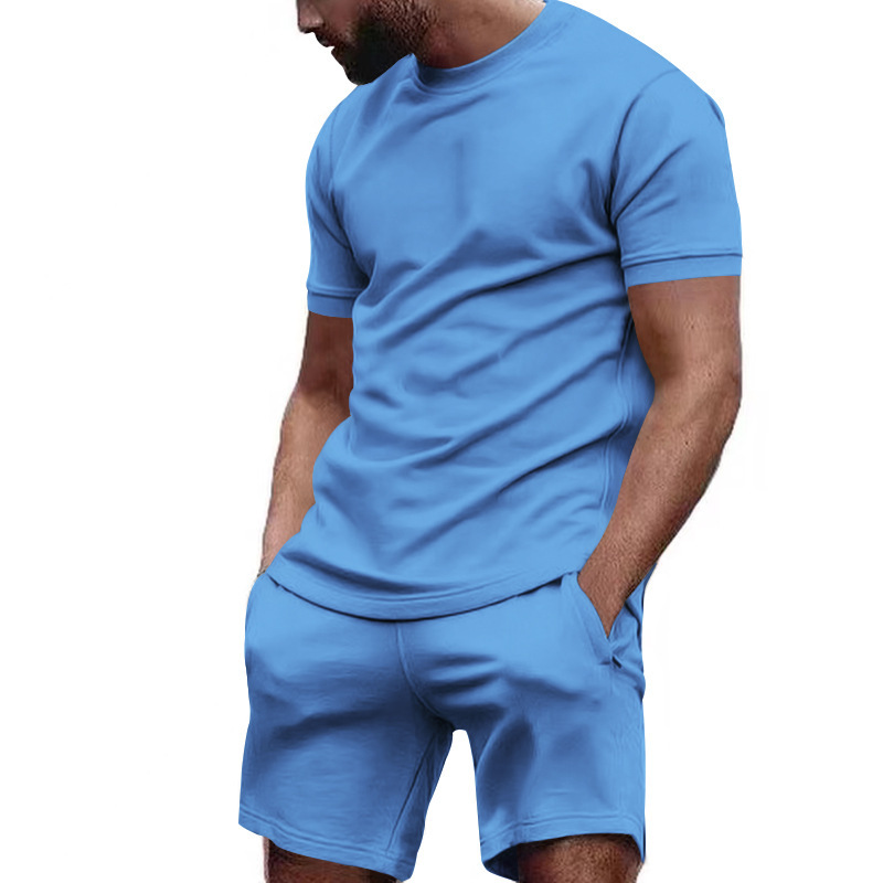 European Short-sleeved T-shirt Shorts Casual Set Men's Fashionable Brand Summer Loose 2023 New Men's Sports Two-piece Set