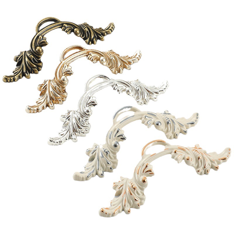 Bronze Handle European-style Carved Cabinet Wardrobe Handle Simple Retro Long Handle Chinese-style Drawer Single-hole Small Handle