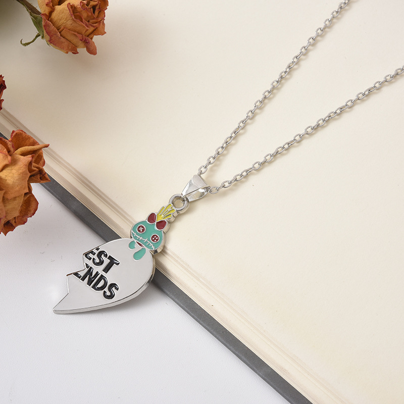 European and American cross-border new cartoon alloy star baby stitch Lanlan love stitching couple necklace