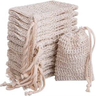 Cotton and Linen Soap Bag Foaming Mesh Hangable Soap Bag Natural Bath Bag Sisal Foaming Mesh Super Soft
