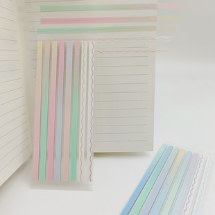 Gradient color retro index stickers color strip extremely thin long note paper transparent marking stickers student office reading stickers