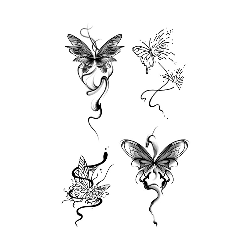 Butterfly Herbal Tattoo Sticker Women's Semi-permanent Waterproof Long-lasting High-end Sense Arm Collarbone Sexy Imitation Tattoo Sticker