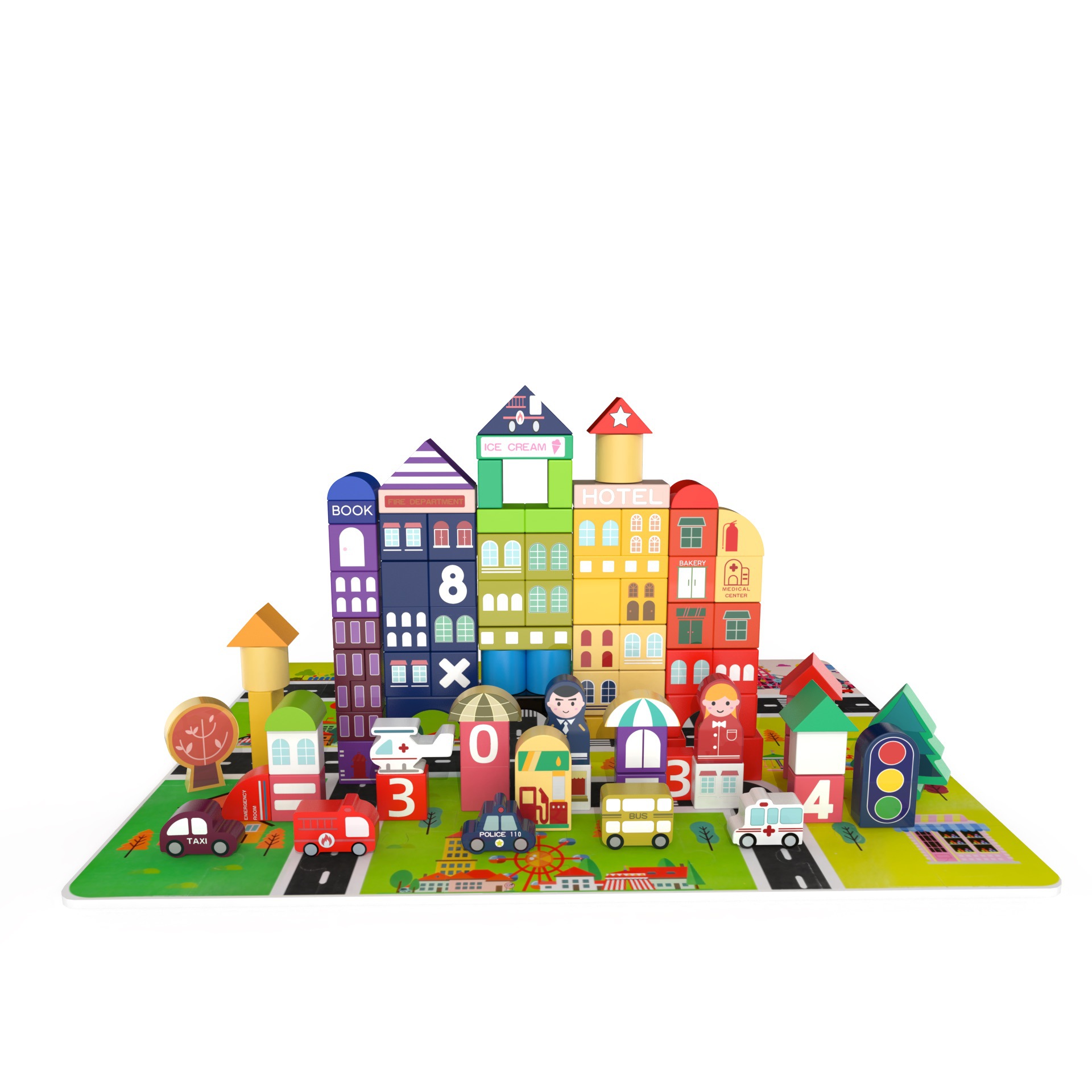 Barreled children's building blocks solid wood head assembled baby toys puzzle to large particles boys and girls early education Enlightenment