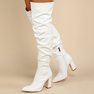 2022 autumn and winter New thick heel high heels fashion side zipper women's boots European and American style high boots foreign trade large size long-term
