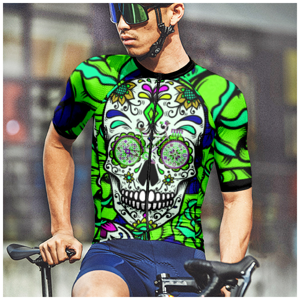 2023 cross-border new close-fitting tights cycling clothes sports top raglan sleeve T-shirt partial 3D printing men's summer