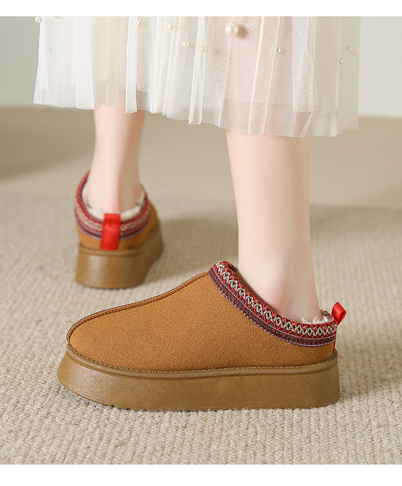Winter new cashmere warm thick bottom heelless Baotuo hair half slipper cotton shoes_voghion.com