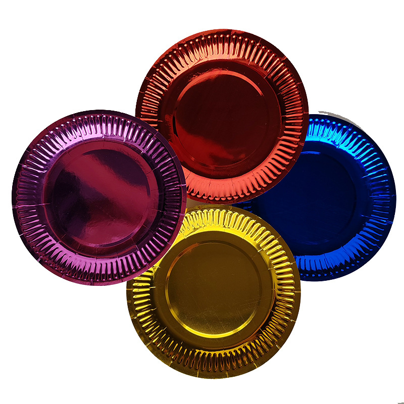 Amazon disposable 7-inch gold cardboard plate cross-border Party party layout red and blue rose gold paper plate spot