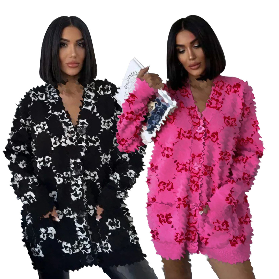 Y71390 European and American cross-border women's clothing autumn and winter elegant commuter loose knitted button pocket sweater dress