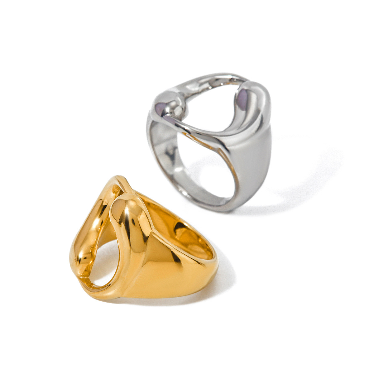 anello in acciaio inossidabile dorato con goccia d'acqua, design unico, senso di nicchia, anello in acciaio al titanio di alta qualità_voghion.com