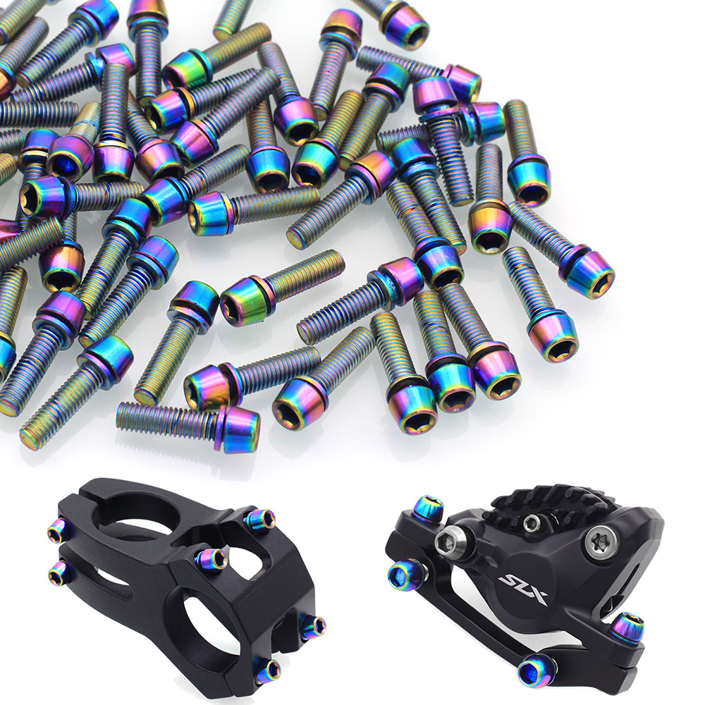 Mountain road bike electroplated colorful steel screw disc brake handle fixing handle vertical disc brake seat fixing screw