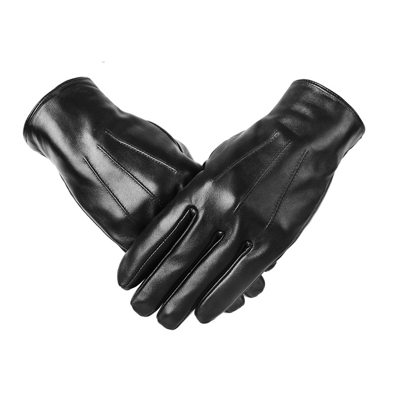 Cross-border Leather Gloves Men's Winter Fleece-lined Thickened Warm Touch Screen Lambskin Gloves Riding Driving Motorcycle