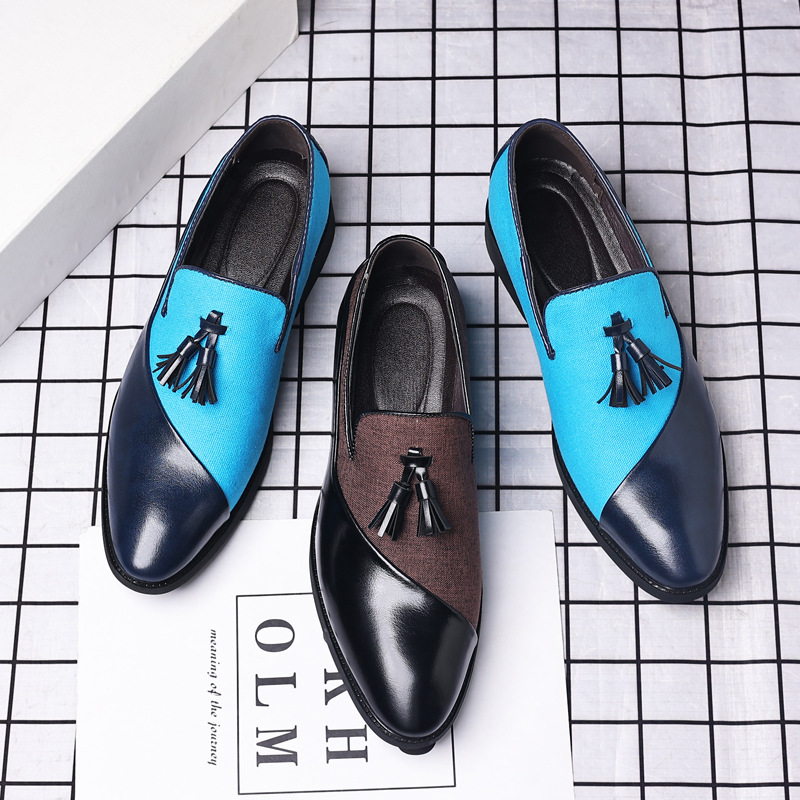 2023 New Leather Shoes Men's Business Dress Large Size Foot Cover Fashionable Casual Shoes Korean Style All-match Fashionable British Style