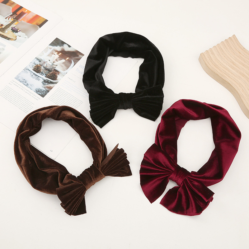 Korean style solid color pleated hair accessories simple knitted cross hair band women face wash makeup headband in stock wholesale