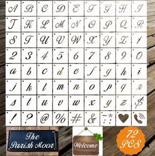 72PCs grass letters case and case hollow template 72PCs grass letters case and case hollow paint Template