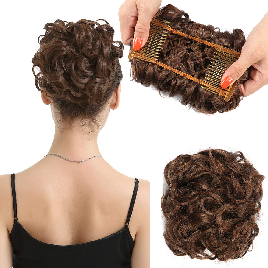 Foreign trade Europe and the United States curly hair bud wholesale women's curly hair Chinese wave retro flower bud head Xuchang comb wig manufacturers