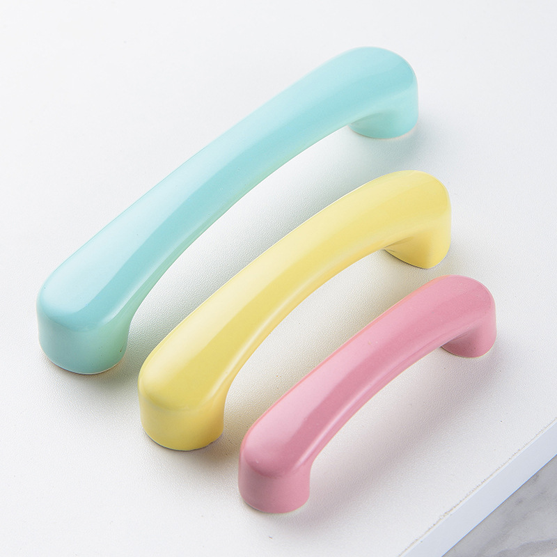 Ceramic Handle Cartoon Simple Children's Room Wardrobe Door Handle Cabinet Cabinet Shoe Cabinet Door Handle Double Hole Large Distance Handle